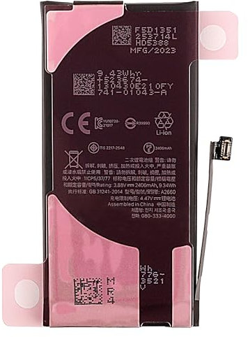 Duotipa 2406mAh Nouvelle batterie de rechange A2660 compatible avec i-Phone Series 13 Mini batterie avec kit d'outils de réparation