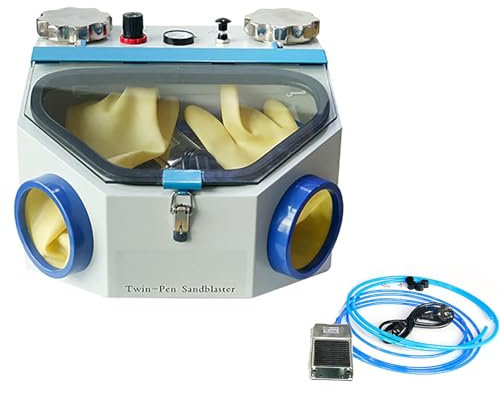Mavdecll Double Pen Sand Blaster Fine Sandblaster Unit Dental Small Sandblasting Machine with Foot Pedal Control＆LED Lights, for Material Restoration and Polishing Treatment