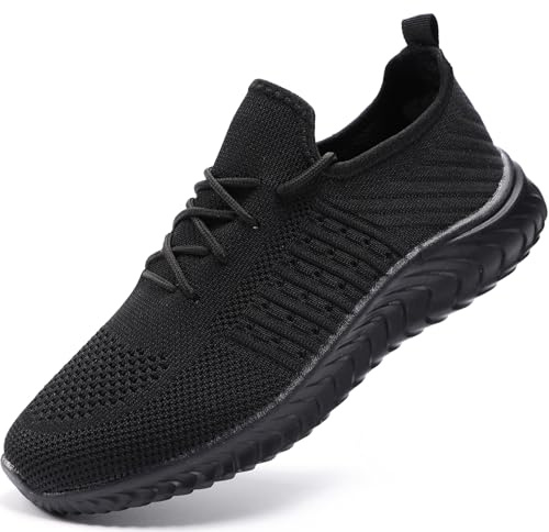 WELLACE Schuhe Herren Sneaker Slip in Sportschuhe Turnschuhe Sommerschuhe Hallenschuhe Leichte Laufschuhe Joggingschuhe Freizeitschuhe Männer Gym Schuhe Schwarze 42 EU