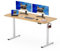 SANODESK 140 x 80cm Electric Standing Desk ONE PIECE Height Adjustable Desk Sit Stand Home Office Desk with 4 Height Memory Pre-Sets Smart Pannel and Hooks for Work (White Frame+Maple Desktop)