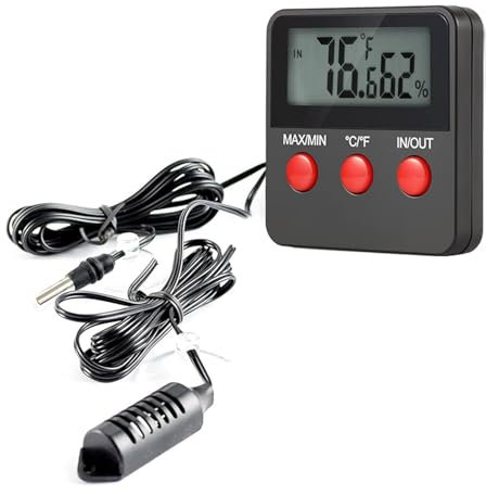 GERUI Digital-Thermo-/Hygrometer,Innen Temperatur Luftfeuchtigkeitsmessgerät Tragbares Hydrometer Feuchtigkeit für Terrarien,Reptilien, Haustiere,Wohnzimmer