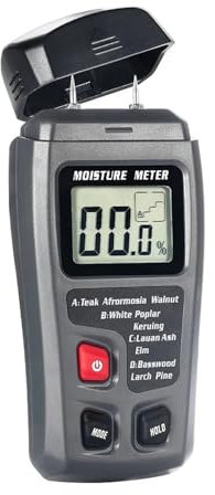 Humidimètre numérique for bois Testeur d'humidité du bois professionnel Hygromètre portatif Détecteur de bois EMT01 avec écran LCD HD Excellente capacité