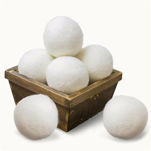 Sheep Wool Dryer Balls Pack of 6 Premium 100% Natural XL Fabric Softener Reusable, Saves Drying Time