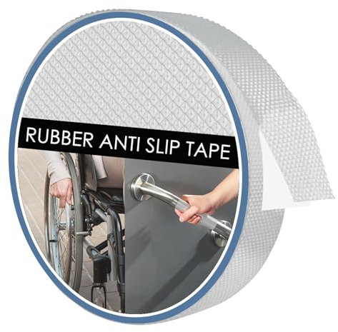Nastro antiscivolo in gomma, ultra sottile, forte adesivo, antiscivolo, impermeabile, per cuscini, maniglie, mazza da cricket, fai da te, presa sicura con texture migliorata (trasparente, 2,5 cm x 5 m