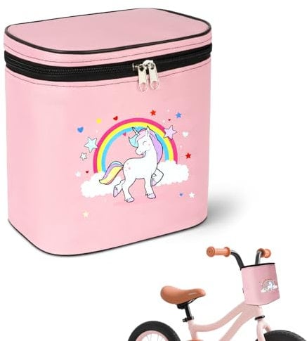 Flintronic Kinder Lenkertasche, Fahrradkorb, Fahrradkorb Kinder Vorne, Fahrrad Lenker Tasche, Abnehmbarer Deckel, Kinder Laufrad Lenkertasche, Sicherer Halt Dank Klettverschluss, Inkl. Innentasche