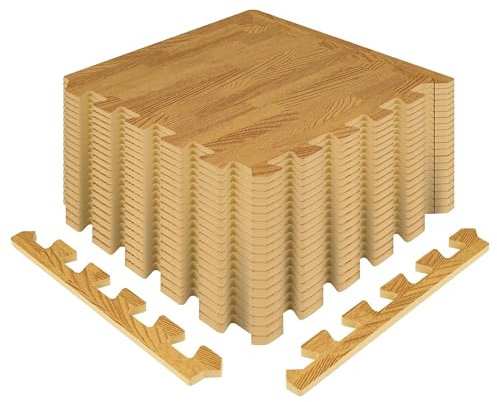 Bodenschutzmatte Schutzmatten Set 20er Sportmatte Gymnastikmatte Puzzlematte Unterlegmatten Sportgeräte Fitnessmatten Turnmatte Trainingsmatte für Fitnessraum &Fitnessgerät (Holzmaserung)