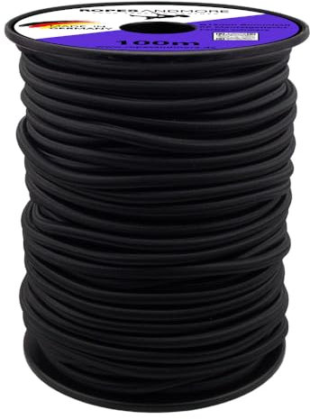PP Expanderseil Gummiseil 12mm Gummileine Planenseil Gummikordel Made in Germany von Ropes and More 10m-100m (Schwarz, 10 m (Lfm) Ø12 mm – ohne Spule)