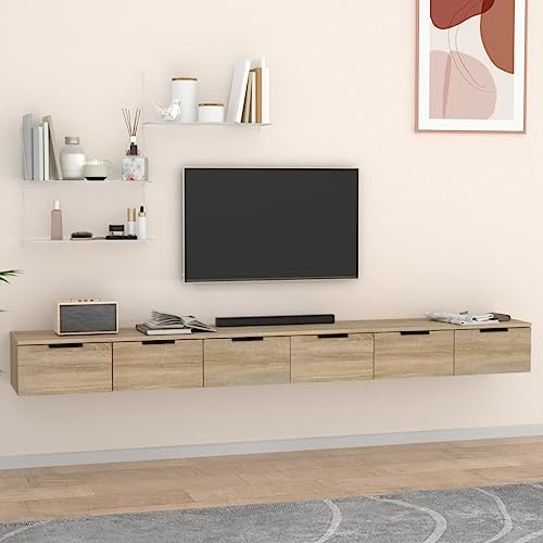 HaoChrymec Wandschränke 2 STK. mit Holzwerkstoff, Sonoma-Eiche, Hängeschrank mit Schubladen, Wandschrank Hängend, Medikamentenschrank für Badezimmer, Anrichte Sideboard, 102 x 30 x 20 cm