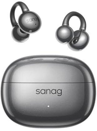 SANAG Auriculares Inalambricos Bluetooth, Auriculares Clip Bluetooth IPX4 Impermeables, Cancelación de Ruido Llamadas, OWS Headphone 50H Reproducción para Running, Personalización de la App