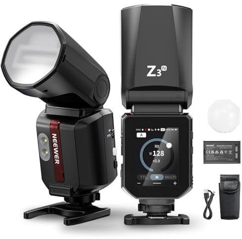 NEEWER 100Ws 2,4G TTL Blitz mit rundem Kopf, kompatibel mit Nikon Kameras, kompatibel mit Godox, 1/8000s HSS, Touchscreen, 2 Einstelllampen, TTL/M Umschalter, 500 Blitze bei voller Leistung, Z3-N