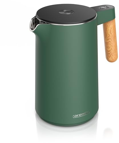 Arendo - Wasserkocher Edelstahl mit Temperatureinstellung - 45°C-100°C - 1.5 Liter - Doppelwand - BPA frei - Warmhaltefunktion - Teekocher mit Temperaturanzeige - Griff Cool Touch - grün