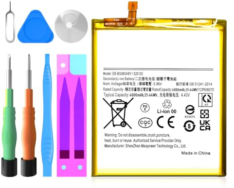 2026 Upgrade 4000mAh Akku für Galaxy S20, EB-BG980ABY Hoch Kapazitiver Li-Ion Ersatzakku für Samsung Galaxy S20 (G980F), S20-5G (G981B) mit Reparaturwerkzeug