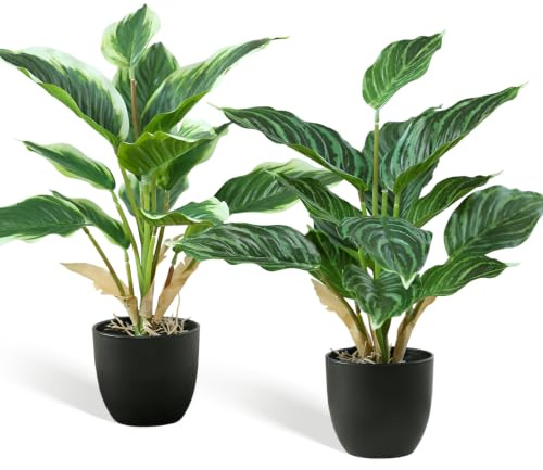JINXIAN 2 Piezas Plantas Interior Artificiales 42 cm Decorativas Pequeñas | Fake Plants Apariencia Realista Plantas Artificiales para Habitación Balcón Interiores y Exteriores Decoracion