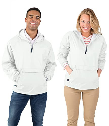 Charles River Apparel Unisex's Wind & Water-Resistant Pullover Rain Jacket (Reg/Ext Sizes) Windbreaker, White, XL