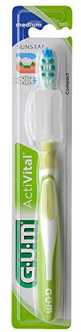 GUM 5 GUM Activital Zahnbürsten, Grün, Mittel, 5 Stück, Manuell, Wiederverwendbar, Batteriebetrieben