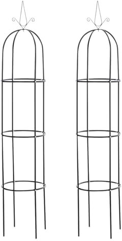 CLP Rankhilfe Romantika aus Metall | Witterungsbeständige freistehende Ranksäule | Durchmesser: 38 cm | Höhe: 190 cm, Farbe:schwarz, Größe:2er Set