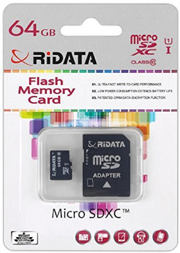 RIDATA Micro SDXC 64GB pour Smartphone Tablette caméra GoPro GPS PDA MP3 MP4