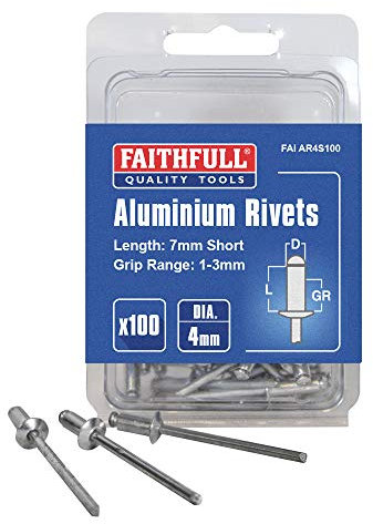 Faithfull FAIAR4S100 Aluminium Rivets 4mm Short (100)
