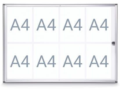 Maul Vitrine A4 MAULextraslim | Cadre A4 avec 8X Pages Din A4 | Cadre en Aluminium et Porte en Verre | Vitrine Murale avec Construction Plate | Verrouillable avec Serrure | Aluminium
