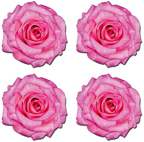 Lot de 4 autocollants en vinyle brillant – Fleurs roses roses pour ordinateur portable, boîte à poubelle, miroir de voiture #0181 (comme indiqué)