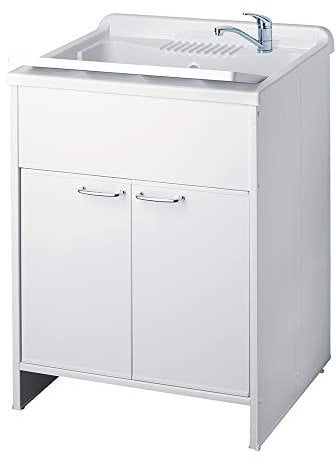 Negrari 9007K Meuble avec lavabo en PVC, Blanc, 90x65x39 cm
