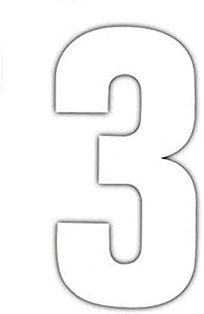 Merriway BH04242 (3 Pcs) White Vinyl Stick-On Wheelie Bin Post Box Crate Dust Bin Numbers, 150mm (6 Inch) Number 3 - Pack of 3 Pieces
