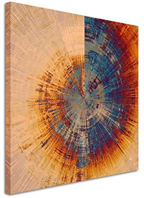 Paul Sinus Art Quadratische Fotoleinwand 90x90cm Vintage Gemälde eines Baum Querschnitts auf Leinwand exklusives Wandbild moderne Fotografie für ihre Wand in vielen Größen