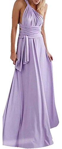 Donna Vestito Lunghe Senza Schienale Scollo a V Senza Maniche Maxi Abito da Sera Viola S