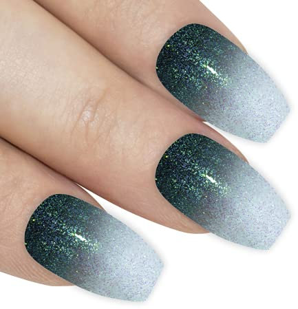 Bling Art Falsche Nägel Schwarz Gel Ombre Ballerina Sarg 24 Kunstnägel Lange Tipps mit Kleber