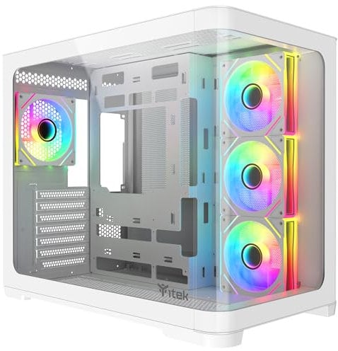 Itek case DARK CAVE CURVED - Gaming Tower, ATX, 4x12cm ARGB fan, 2xUSB3, Type-C, Side & Front Panel Temp Glass, White Edition