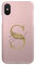 Tirita Personalised Initials Custom Hard Phone Case Compatible with iPhone X & Xs PRINTED GLITTER, NOT REAL GLITTER Fashion Stylish Monogram Gold Pink Ombre