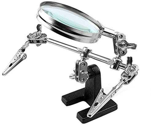 Soporte de lupa Helping Hands con pinzas dobles de cocodrilo ajustables, lupa FEITA 5X, perfecta para soldadura, manualidades, pasatiempos, microobjetos