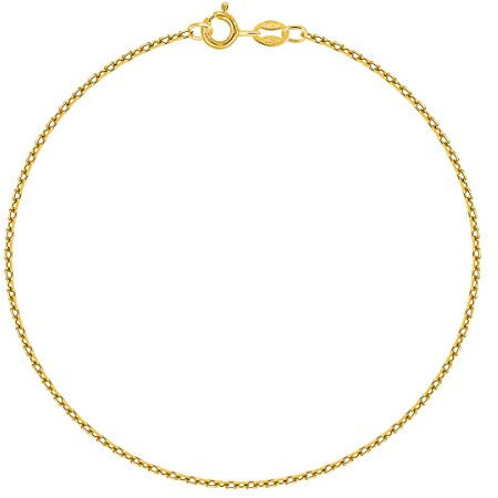 PLANETYS - Chaîne de Cheville Argent 925/1000 Plaqué Or Jaune 18 Carats Maille Forçat Diamantée Largeur: 1.5 mm