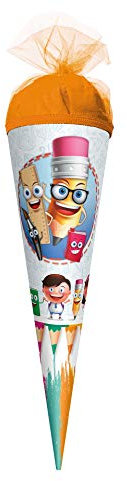 ROTH Geschenk-Schultüte klein Schul-Freunde 22 cm - rund Tüllverschluss - Zuckertüte Neutral Schulanfang