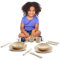 PlanToys Geschirr-Set - Kinderküche Zubehör - Geschirrset aus Holz - Holzspielzeuge 2 Jahre - Set Teeparty Kinderküche - nachhaltiges Holzspielzeug