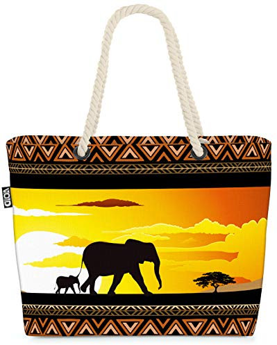 VOID Afrika Elefanten Giraffen Strandtasche Shopper 58x38x16cm 23L XXL Einkaufstasche Tasche Reisetasche Beach Bag