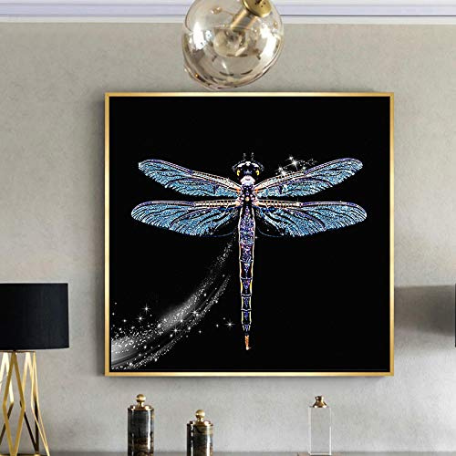 XIANGPEIFBH Schöne leuchtende Libelle Aniamls Leinwandbilder Wandkunst Bilder Poster Drucke Wohnzimmer Home Dekorativ 20x20cm Ungerahmt