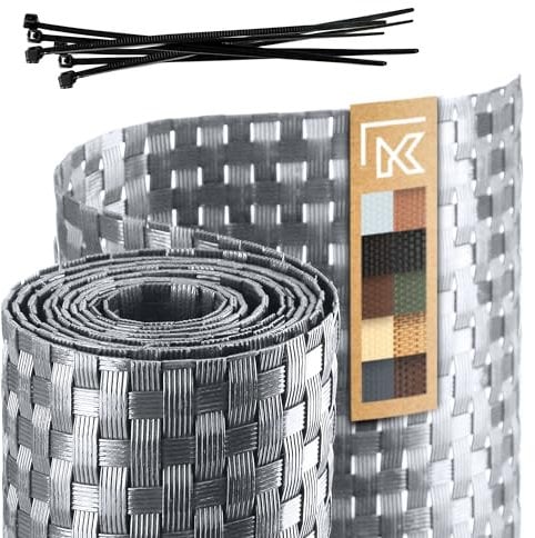 KADAX Nastro per Recinzione in Resina Technorattan, 19 x 255 cm, 10 Colori, Strisce di Protezione dalla Privacy, Rullo per la Privacy, paravento per balconi, terrazze, Colore: Grigio