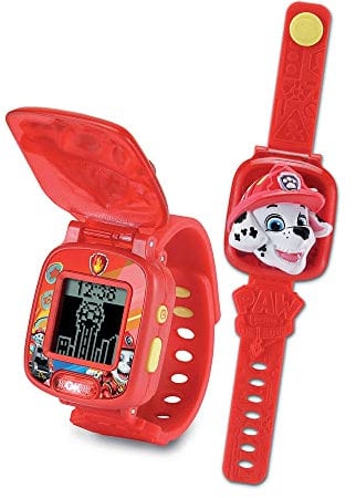 VTech - Pat' Patrouille Le Film, La Montre-Jeu Interactive de Marcus, Montre Enfant à Clapet avec Écran Animé, Bracelet Souple, 10 Cadrans, 4 Jeux, Cadeau Enfant de 3 Ans à 7 Ans - Contenu en Français