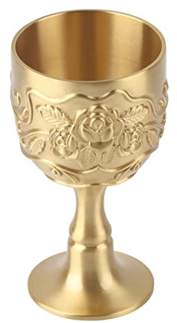 Königlicher Kelch, Kleiner Retro Becher Vintage Messingbecher Handgefertigte Geprägte Rose Kupfer Weinglas Kelch Milchtee Wein Whisky Becher Party Bar Trinkgeschirr(L)