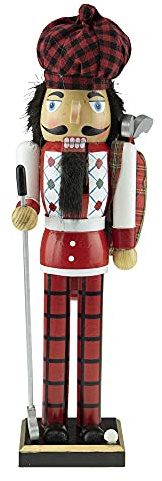 Clever Creations Schwarzer Golfer Traditioneller Nussknacker aus Holz, 40,6 cm, festliche Weihnachtsdekoration für Regale und Tische