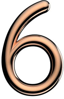 Ultion Sweet Rose Gold Door Numbers '6' - 3inch height - Self Adhering, No Drilling or Screwing Required …