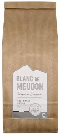 Blanc de Meudon - 1 kg - Fabriqué en Bourgogne - Nettoyant Multi-Usage Écologique pour Vitres, Inox, Cuivre, Laiton, Marbre et Argenterie – Sachet Kraft
