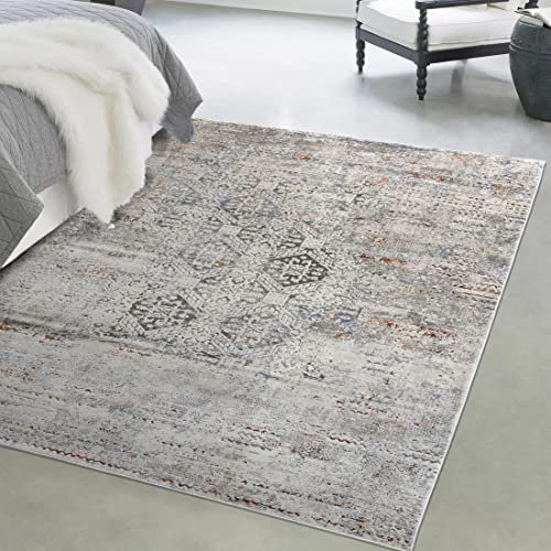Mazovia Teppich Wohnzimmer 80x150cm Anthrazit Grau Abstrakt Boho Weich