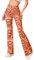 EVELUST Festival Flare Hosen Für Damen - 70er Jahre Outfit Hippie Kleidung Flower High Waist Breite Bein Flair Leggings Rave Disco Kostüm Palazzo Schlaghose Sommer Bell Bottom(Orange, L, 1040w)