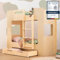 SMARTWOOD Kinderbett Mimi DP - Leiter Rechts Etagenbett 100x200 mit Lattenrost und Rausfallschutz - Kinderbett mit schubladen - Montessori Bett mit Rausfallschutz und Lattenrost - Naturalholz 100x200