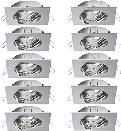 Paulmann 2Easy Premium Einbauleuchte 10er Spot-Set Quadro schwenkbar 51mm Eisen gebürstet