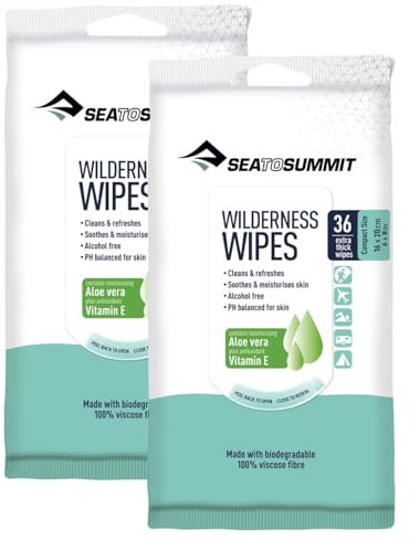 Sea to Summit Wilderness Wipes Rinse-Free Shower Wipes, 2-Pack