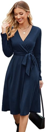 Newshows Jumper Dress for Women UK Ladies Winter Dress Knitted Sweater Dresses for Wedding Guest Navy Blue