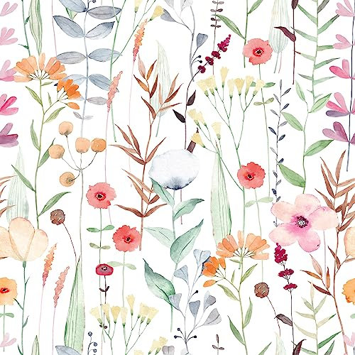 CRE8TIVE Weiß Tapete Blätter Klebefolie Möbel 61cm x 300cm Selbstklebend Tapete Blumen Tapeten Wohnzimmer Küchenrückwand Fototapete Schlafzimmer Schrankfolien Selbstklebend Fototapete Blumen Vinyl